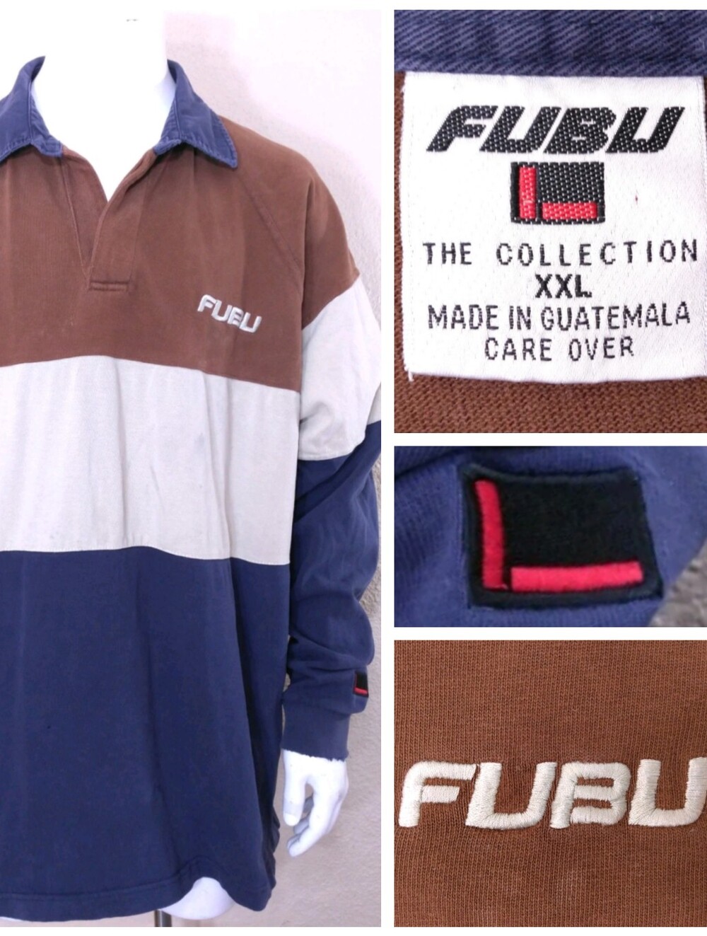FUBU Vintage Rugby XXL Multicolor COLORBLOCK 2XL Streetwear COLLECTION Vtg 90s
